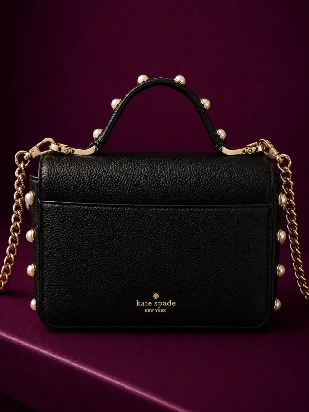KATE SPADE New York Serrano Place Pearl Maisie Black Leather Crossbody Bag